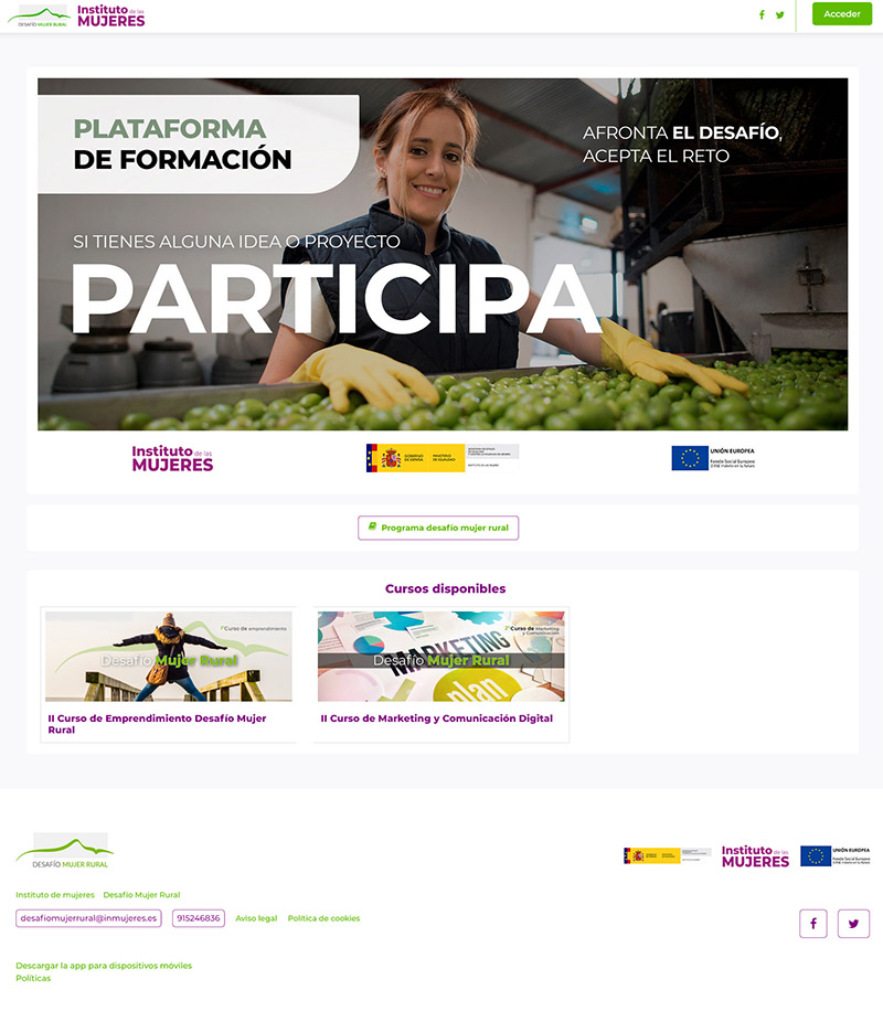 formacion2 Imagen de la web de la plataforma de formación de Desafío Mujer Rural