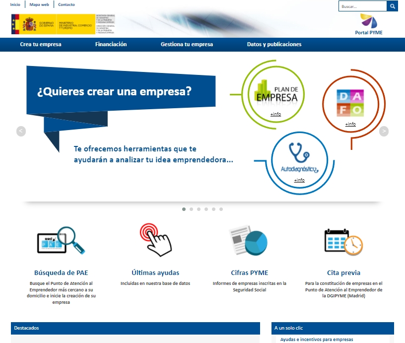 portal_ipyme Captura de pantalla del portal IPYME