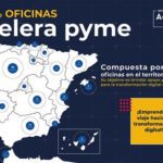 Mapa de España con la red de oficinas de Acelera pyme