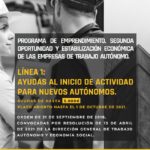 Cartel AYUDAS AL INICIO DE ACTIVIDAD PARA NUEVOS AUTÓNOMOS