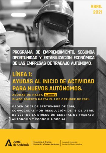 Cartel AYUDAS AL INICIO DE ACTIVIDAD PARA NUEVOS AUTÓNOMOS