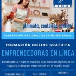 Cartel anunciando el curso EMPRENDEDORAS EN LÍNEA