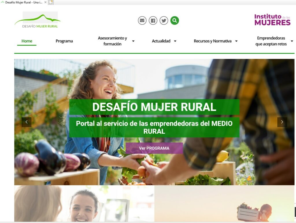 pantallazo Web DMR Captura de pantalla de la web Desafío Mujer rural