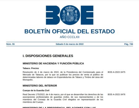 Imagen del Boletín Oficial del Estado del 5 de marzo de 2022