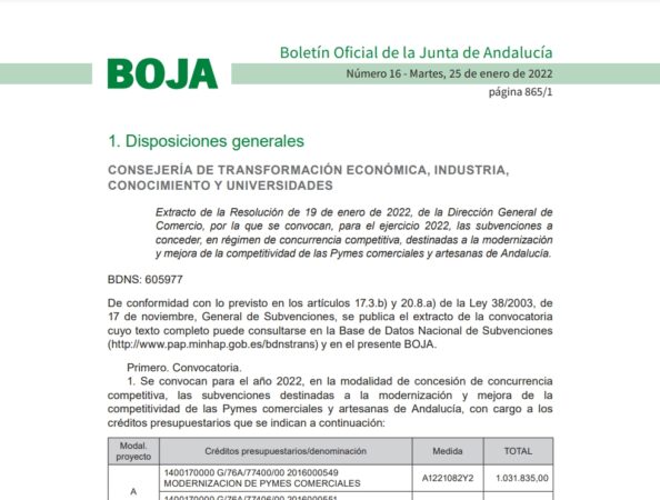 Imagen del Boletín Oficial de la Junta de Andalucía